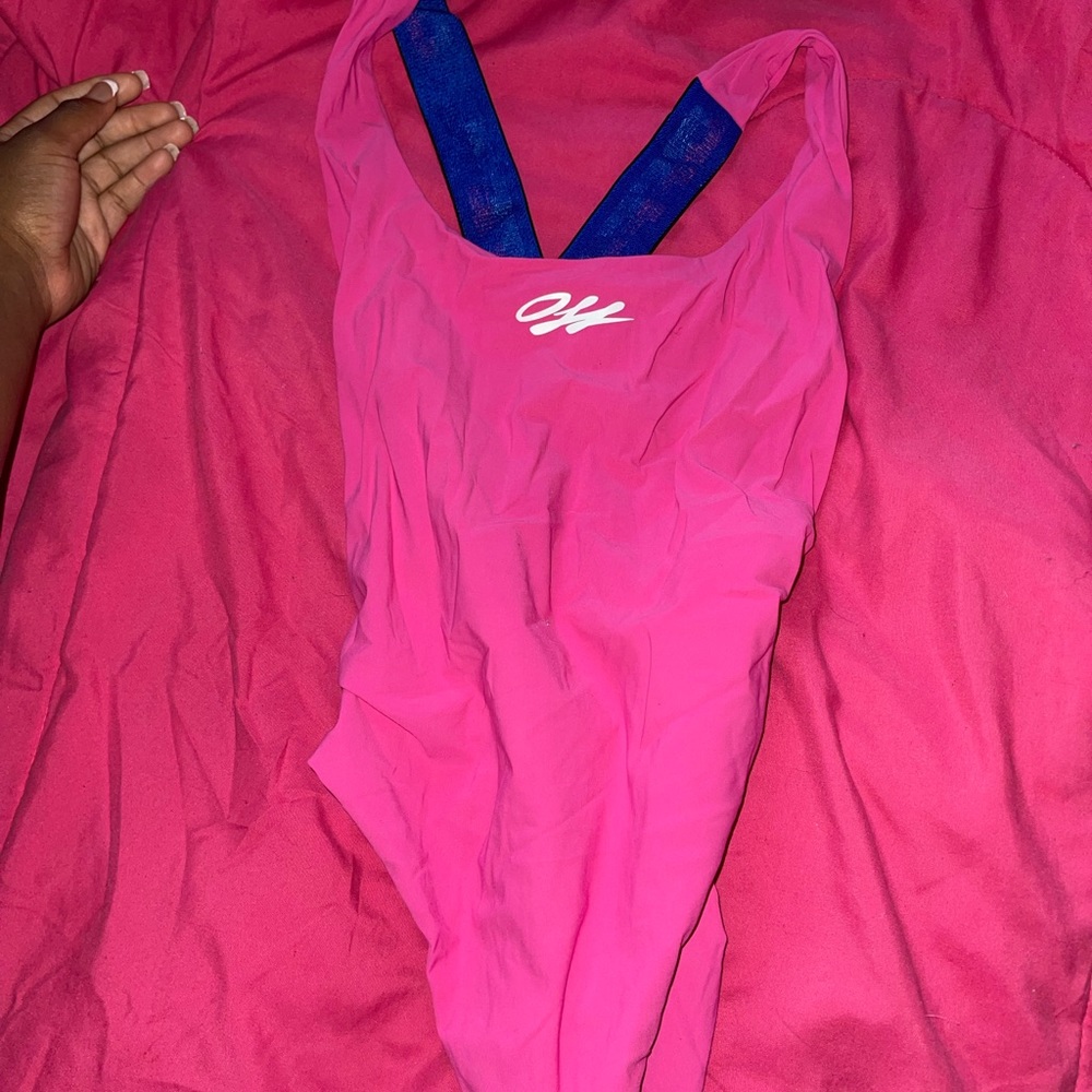 Off white pink bathing suit